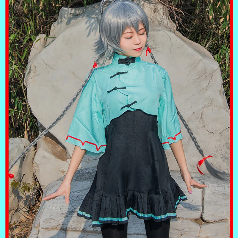 

Luo Tianyi Vocaloid Cosplay Costumes Animation Nichijou Lovely Hansenne Women's Dress Chinese Traditional Cheongsam Tops Dresses