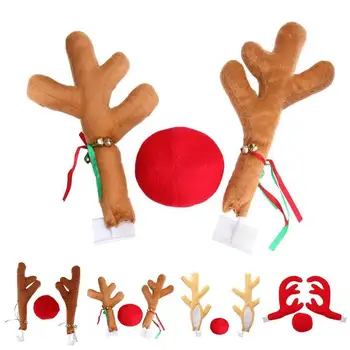 

Fashion Christmas styling Car Decor Toy Reindeer Ear Nose Horn Costume Set Rudolf Antlers Ornaments Decoration for Car Ornament