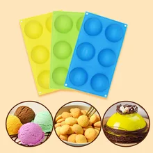 6 connected large semicircle silicone cake mould muffin mould round hole chocolate mould baking cake mould