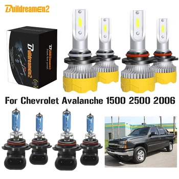 

Buildreamen2 4 X Car LED Halogen Headlamp Light Headlight High Low Beam 9005 9006 12V For Chevrolet Avalanche 1500 2500 2006