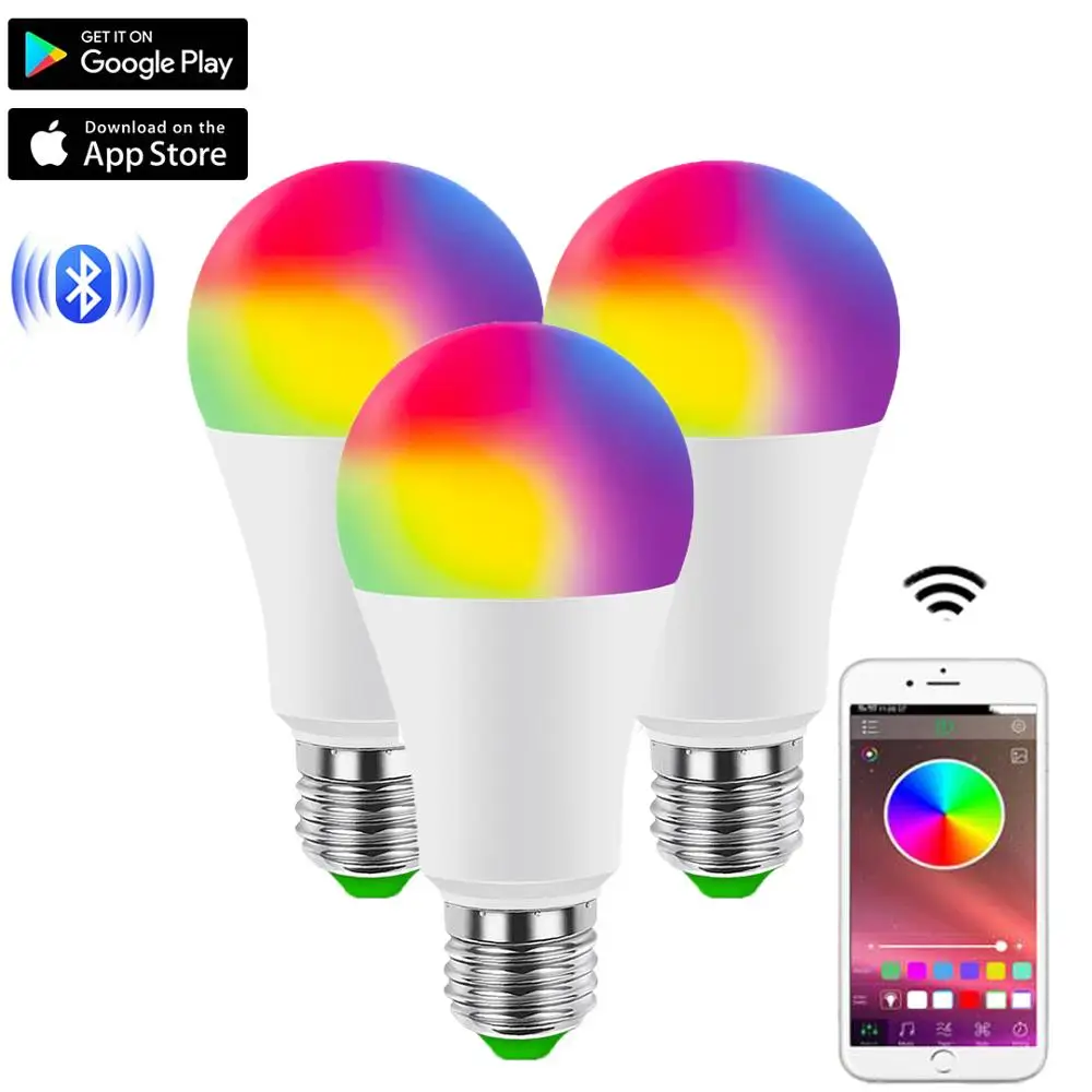 Неоновый светильник лампы RGB/RGBW/RGBWW E27 Беспроводной Светодиодная лампа с Bluetooth AC 85-265V музыка Управление умная лампа для дома праздничного декора светильник - изображение