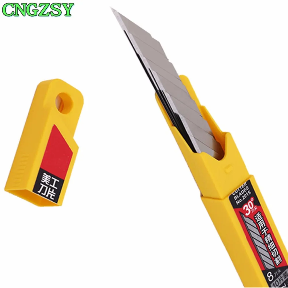 

10pcs stainless steel spare 30 Degrees Blades Trimmer Sculpture Blade Student stationery Utility Knife General 10 Pcs/Box E03
