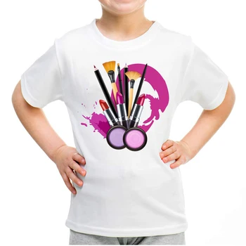 

Make Up Make Up Baby Girl Summer Clothes Girls Tops Aesthetics Printing T Shirt Boy Vogue Tshirt Kids O-neck White Kids Shirts