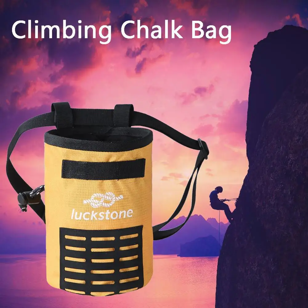 Outdoor Rock Climbing Chalk Bag Polyester Magnesium Powder Pouch Red 