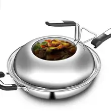 Немецкая 304 нержавеющая сталь ВОК без масла дым кастрюля без покрытия антипригарная плита газовая плита бытовой горшок