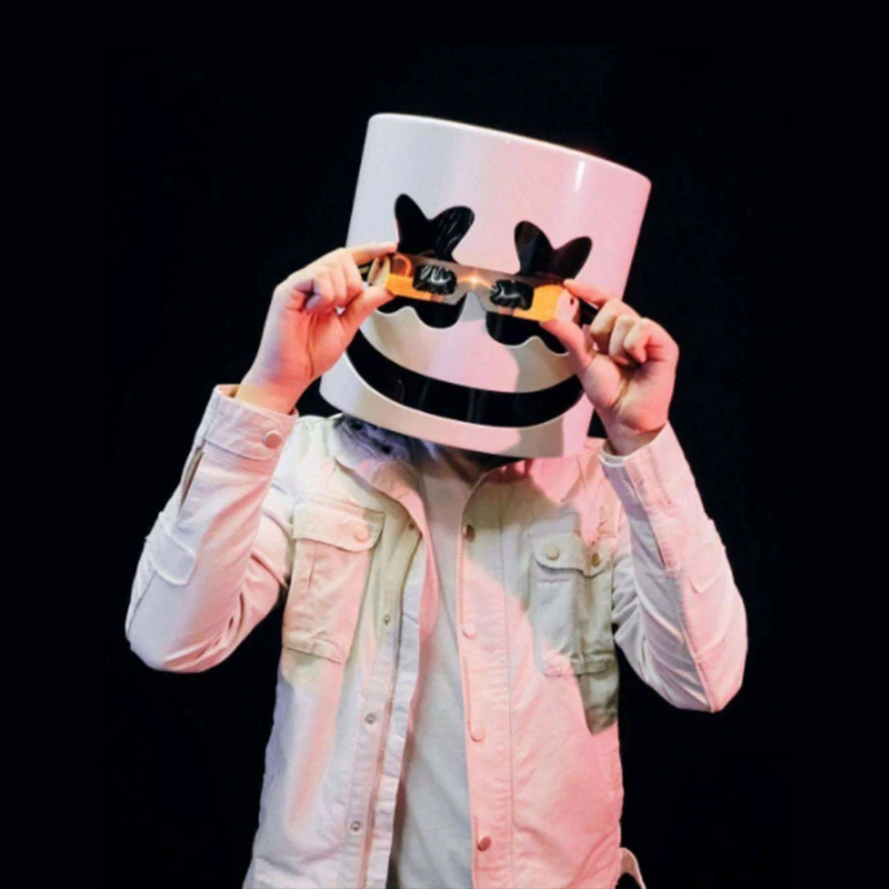 

New DJ Marshmello Cosplay Masks Child Adult Helmet Hard Acrylic Mask Party Electronic Syllable Halloween Bar Stage Props