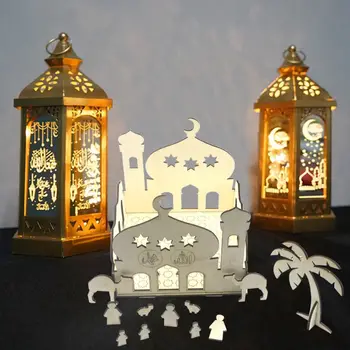 

DIY Wooden Puzzle Eid Mubarak Ramadan Castle Ornament Home Decoration Muslim D08F