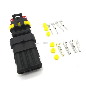 

10set 4Pin Waterproof Electrical SuperSeal PA66 Black Automotive Connector Plug For Auto Car Light DJ7041-1.5-21/11