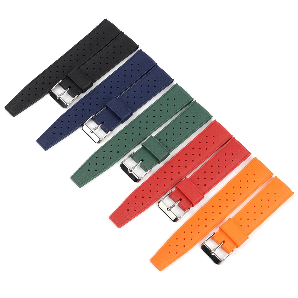 Tropical Fluorine Rubber Watch Band 20mm 22mm Waterproof Porous Breathable Diving Sport Men Women Watch Strap Replacment Tropical Fluorine Rubber Watch Band 20mm 22mm Waterproof Porous Breathable Diving Sport Men Women Watch Strap Replacment