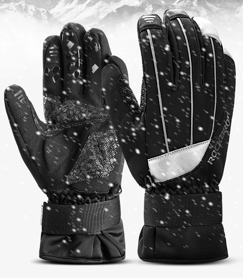 ROCKBROS термальные водонепроницаемые ветрозащитные Mtb велосипедные перчатки для катания на лыжах, пеших прогулок, снегоходов, мотоциклов-40 градусов зимние велосипедные перчатки