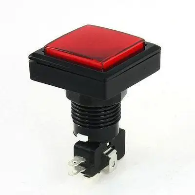 

Panel Mounted Red Light SPDT Momentary Game Square Push Button Switch