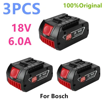 

3Pcs 18V 6000mah Rechargeable Li-ion Battery For Bosch 18V Backup Battery 6.0A Portable Replacement BAT609 Indicator Light