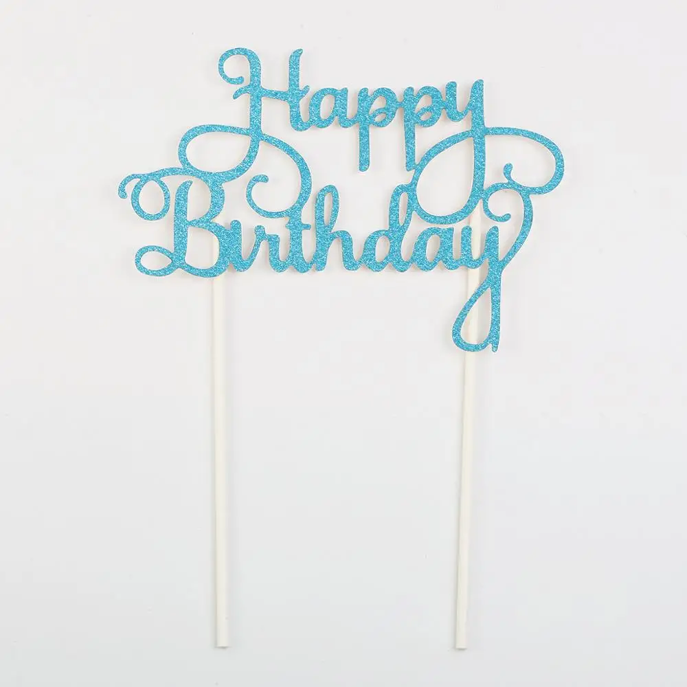 1pcs 13-14cm Paper Happy Birthday Cake Banner Topper Cake Flag Double Stick For Family Birthday Party Baking Decoration Supplies