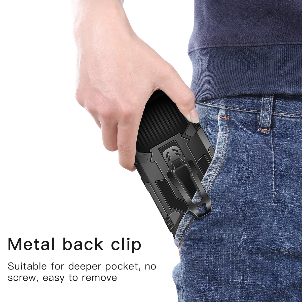Enhanced Armor Shockproof Case with Metal Belt Clip Stand and Bracket Back Cover