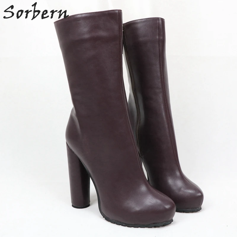 Sorbern/женские ботильоны с круглым носком на каблуке; Botines Mujer; модель года; ботинки с молнией сбоку; большие размеры; EU34-46; цвет на заказ