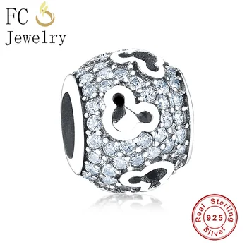 

FC Jewelry Fit Original Pandora Charms Bracelet Real 925 Sterling Silver Cartoon Mickey Clear Cubic Zircon Beads Berloque DIY