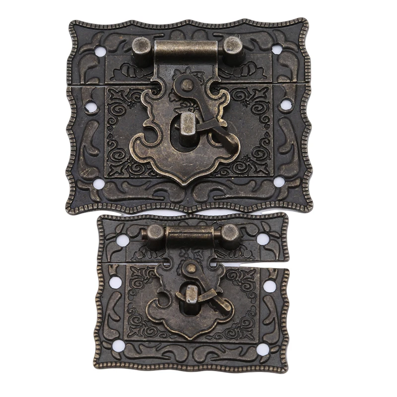 

Retro Bronze Colour Metal Hook Buckle Decorative Box Hasp Antique Latches Catches For Wooden Cases Jewelry Box Home Tools