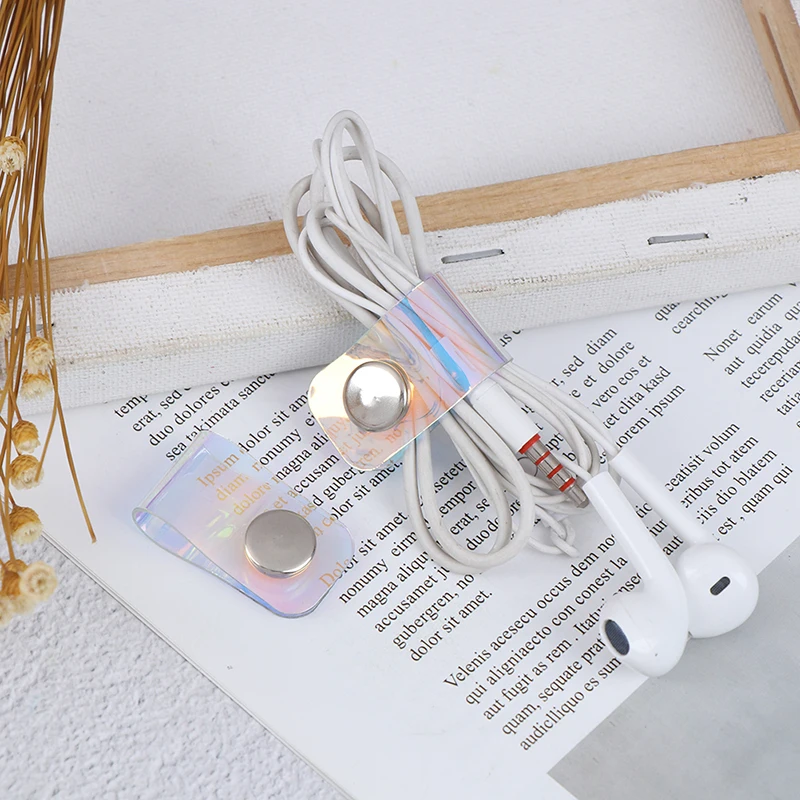 New Earphone Cable Winder Wrapped PVC Laser Earphone Protector USBline Phone Holder Travel Accessories free shipping