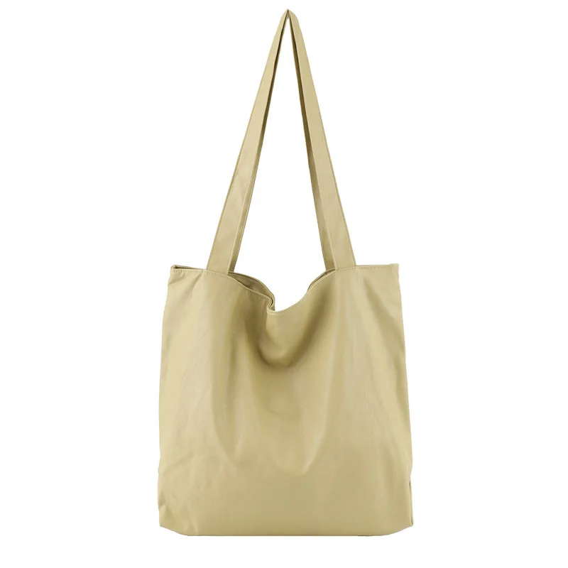 

Ougger Large Shoulder Bag Women Handbags Summer Yellow PU Simple Literary Japan and Korean Style Solid Tote Bag for Shopping