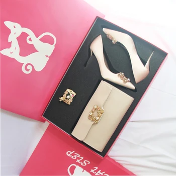 

Free shipping 1 pair luxury champagne color For wedding engagement celebrations party favor high heel or flats shoes as gift