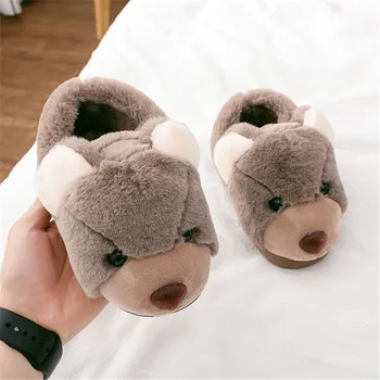 

Suihyung Winter Kids Slippers Cute Cartoon Bear Indoor Shoes Slip On Children Plush Slippers Boy Girls Home Cotton Shoes 4 Color