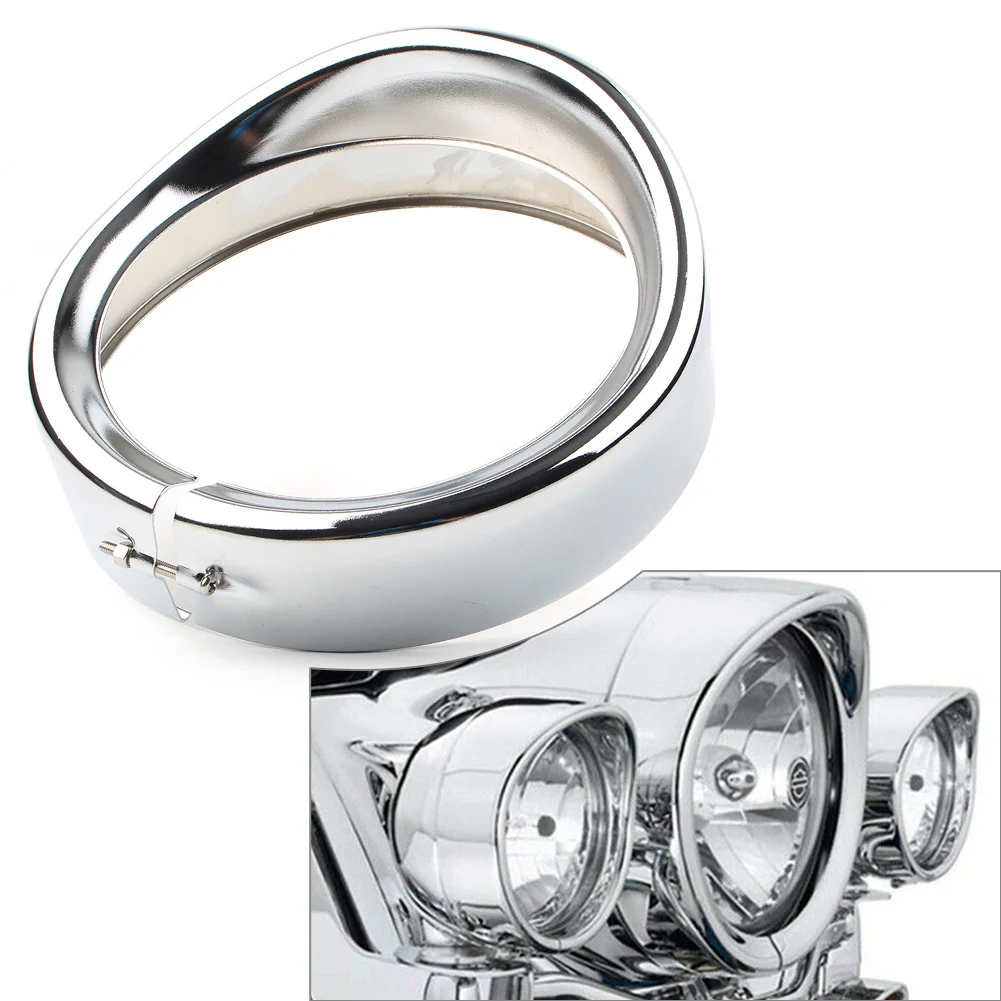 7" Motorbike Chrome Headlight Passing Lamp Decorate Trim Ring Visor For