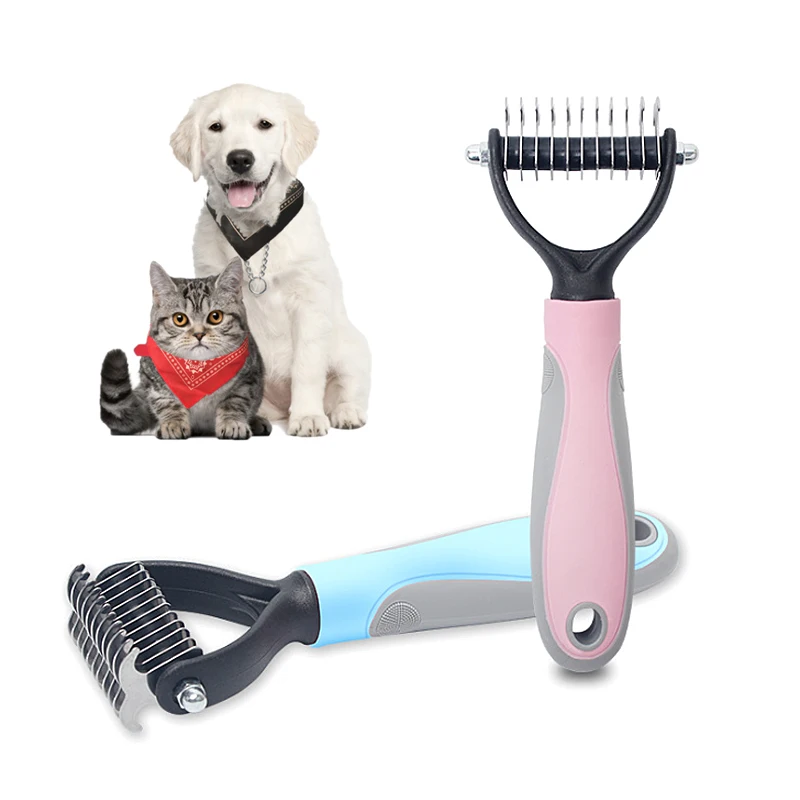 

Pet Fur Knot Cutter Dog Grooming Shedding Tools Pet Dog Cat Hair Comb Removal Brush Double Sided Pet Products Dog