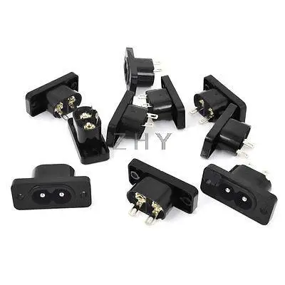 

10 Pcs AC 250V 10A 2 Pins IEC320 C8 Power Inlet Socket Connector