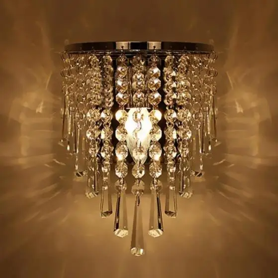 Modern Crystal Wall Lamp Chrome Sconce Light For Living Room Bathroom Home Indoor Lighting Decoration | Лампы и освещение