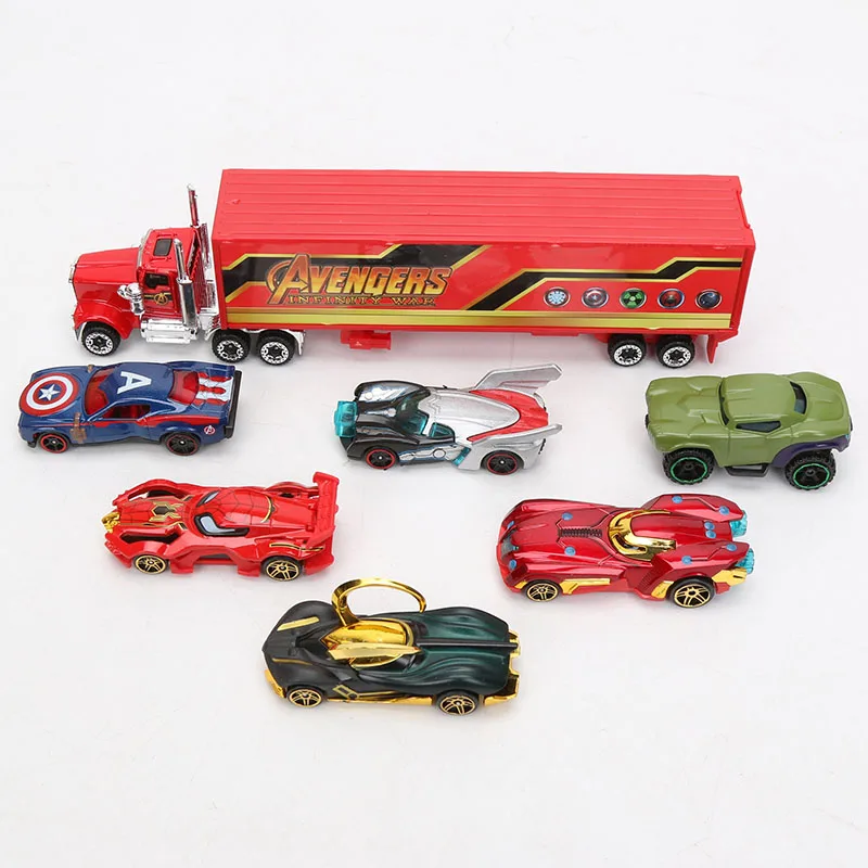 7PCS The Avengers Theme Truck /& Car Model Alloy Diecast Gift Toy Vehicle Kids