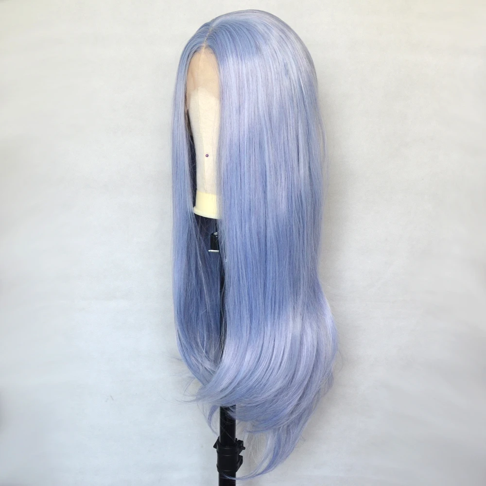frente peruca com onda natural azul claro