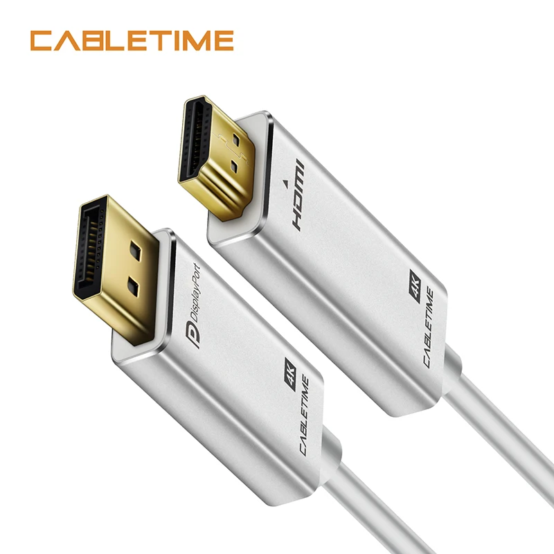 CABLETIME DisplayPort к hdmi-кабель, адаптер 4 к 30 Гц DP к HDMI M/M позолоченный DisplayPort1.2 для HDTV проектор Ноутбук, Montor