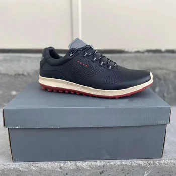 

Athletics Genuine Leather Shoes Men's Golf Shoes Trainer Grand Sport Sneakers Black Studs Golf Shoes Breathable Autumn Golf Shoe