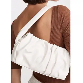 

2020 Niche Design Wide Shoulder Strap Pleated Multi-purpose PU Leather Square Cloud Bag Shoulder Diagonal Handbag Tide Clutch