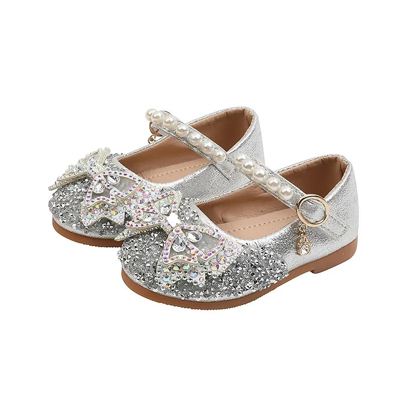children's shoes for sale New Party Shoes For Kids Girls Childrens Pearl Rhinestones Shining Princess Shoes Baby Fashion Leather Flat Shoes For Wedding boy sandals fashion Children's Shoes