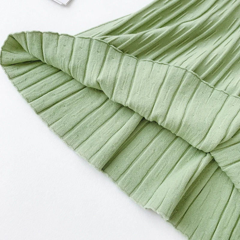 Surmiitro осенне-зимняя вязаная миди плиссированная юбка женская корейская Высокая талия трапециевидная розовая черная зеленая длинная юбка женская