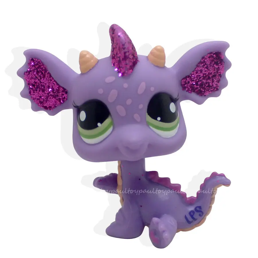 YASMINE Pet Shop фиолетовый и розовый блестящий дракон с зелеными глазами LPS #2660 | Игрушки