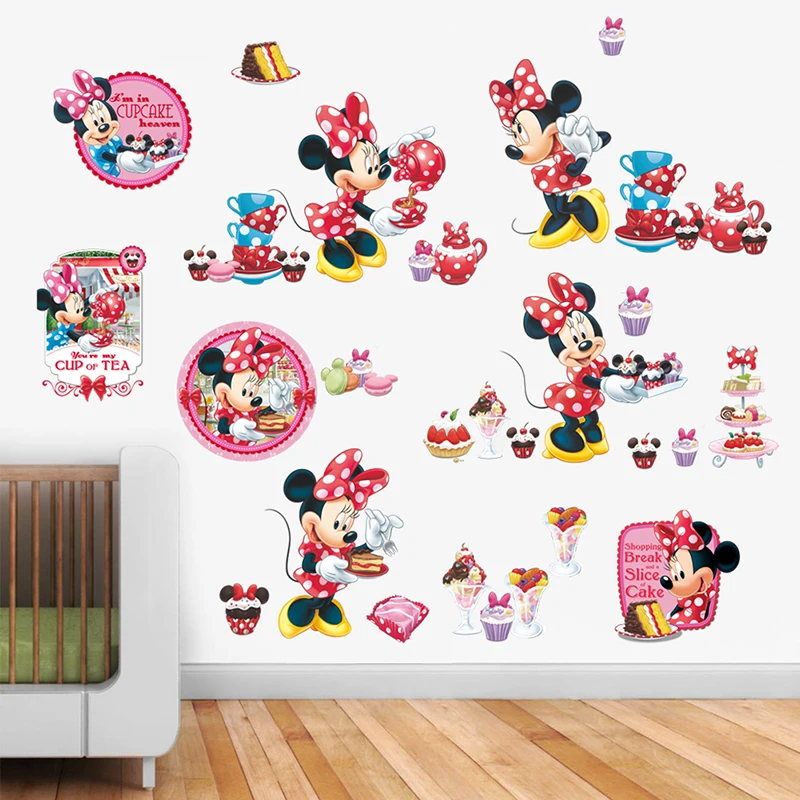 Cartoon Disney Minnie Mouse Cupcake Heaven Wall Stickers For Kids Room Home Decor Girl's Bedroom Wall PVC Mural Art DIY Decals Cartoon Disney Minnie Mouse Cupcake Heaven Wall Stickers For Kids Room Home Decor Girl's Bedroom Wall PVC Mural Art DIY Decals