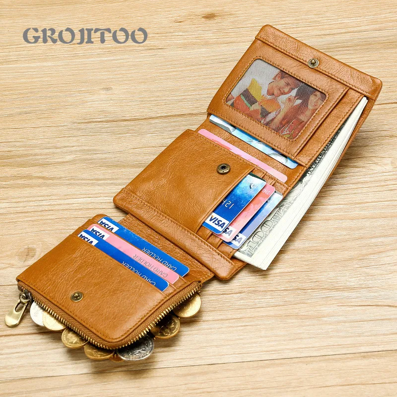 

GROJITOO Genuine Weather Men's Wallet Multi-functional Leisure Women Wallet Vertical Wallet Money Bags Trifold Wallet For Women