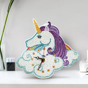 

Round Drill Resin Diamond Pendants Embroidery Mosaic Ornament Kit DIY Full Drill Diamond Painting Unicorn Clock