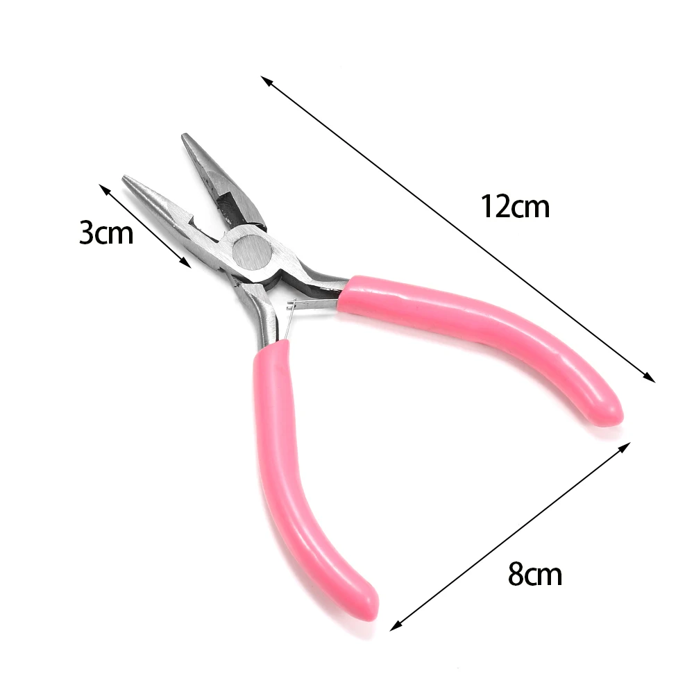 HARFINGTON 3 Inch Mini Needle Nose Pliers - Pink Handle Precision Jewelry Pliers For Crafts