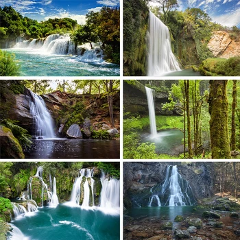 

Nitree Waterfall Stream Water Curtain Forest Landscape Natural Scenery Backdrop Photo Studio Photography Background Vinyl