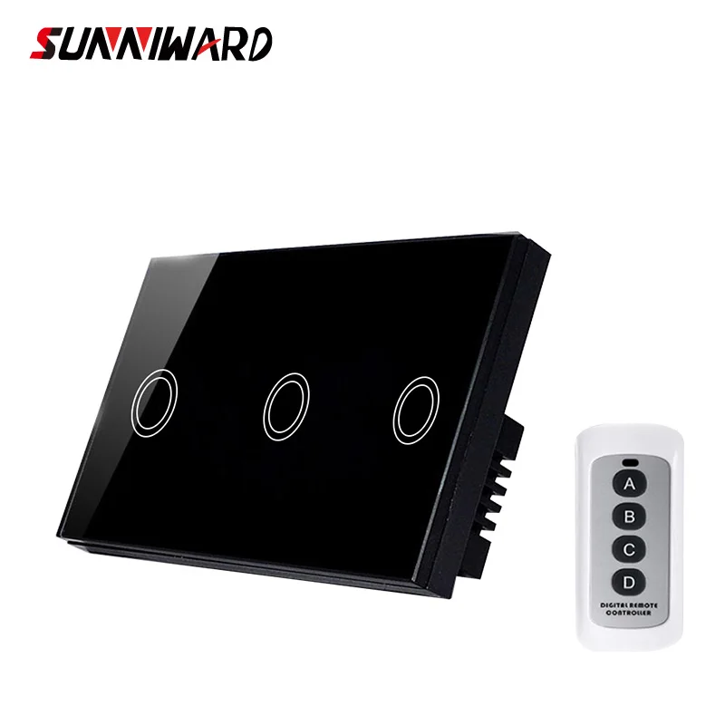 Стандартный сенсорный fernbedienung schalter wand schalter 3 gruppen strae luxus glas licht schalter 120*72mm wasserdichte