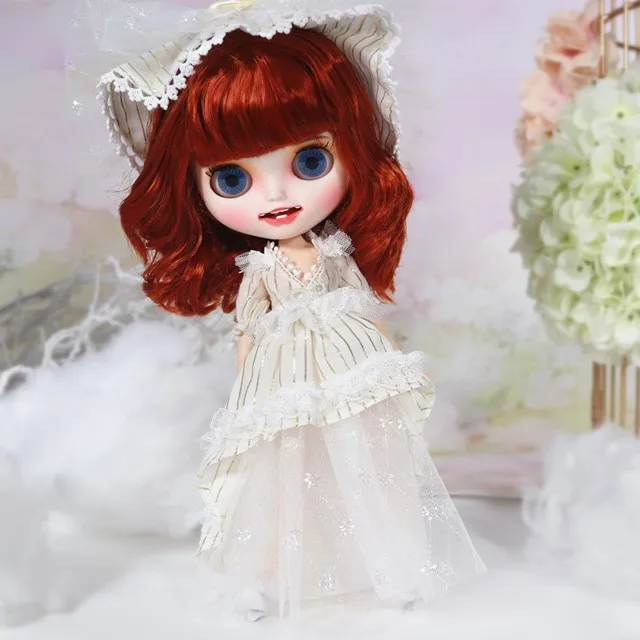 ICY Blyth кукла с нарядами Smilling ртом резные губы матовое лицо сустава тела 1/6 bjd, licca, pullip - Цвет: Ruby