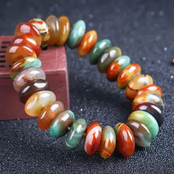 

Natural Agate Colorful Beads Bracelet Elastic Bangle Charm Jewellery Fashion Hand-Carved Man Woman Luck Gifts Amulet AAA+