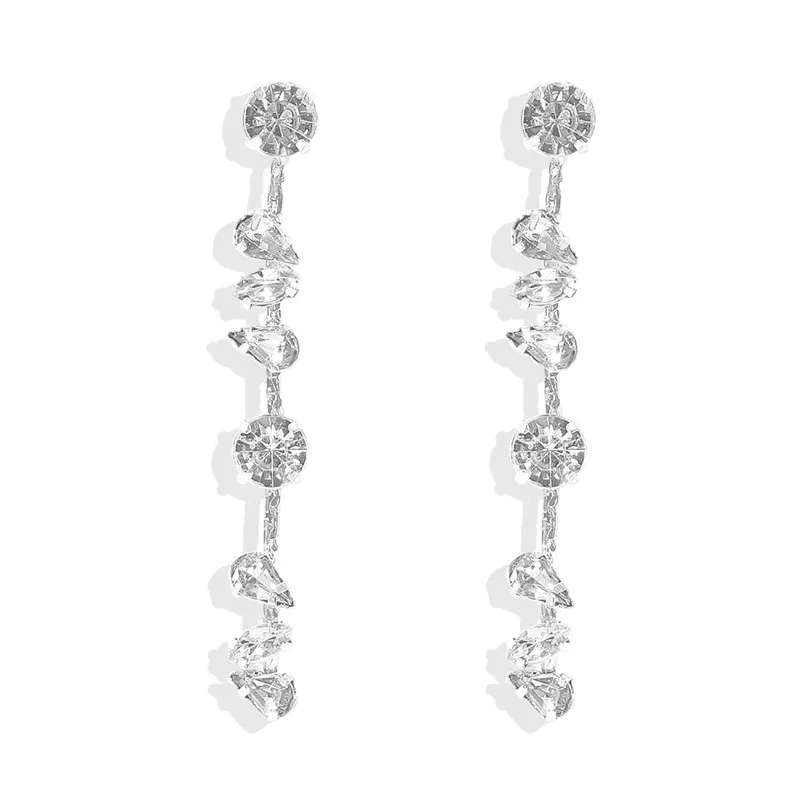 

2019 Korean Women Crystal Tassel Metal Drop Earrings Geometric Women Long Big Dangle Earring Handmade Boho Jewelry