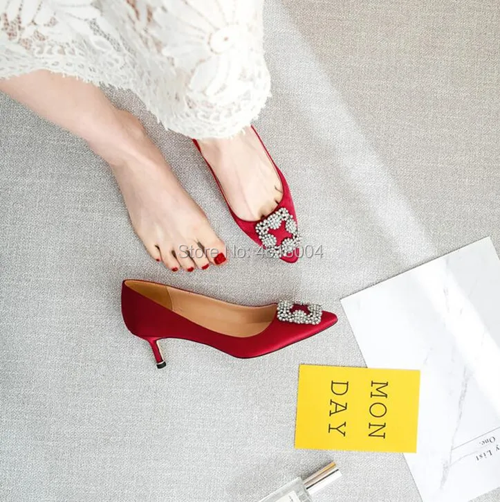 KALMALL scarpe donna Crystal Tacco шелковые бриллианты на высоком каблуке с острым носком свадебные женские вечерние туфли Chaussure Femme