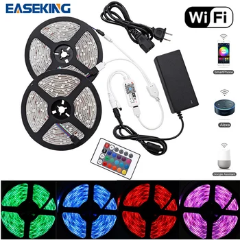 

LED Strip Lights 32.8Ft(10m )Waterproof 5050 LED Lighting Smart Wifi RGB Rope Lights with 12V Power Supply for Home Decoration