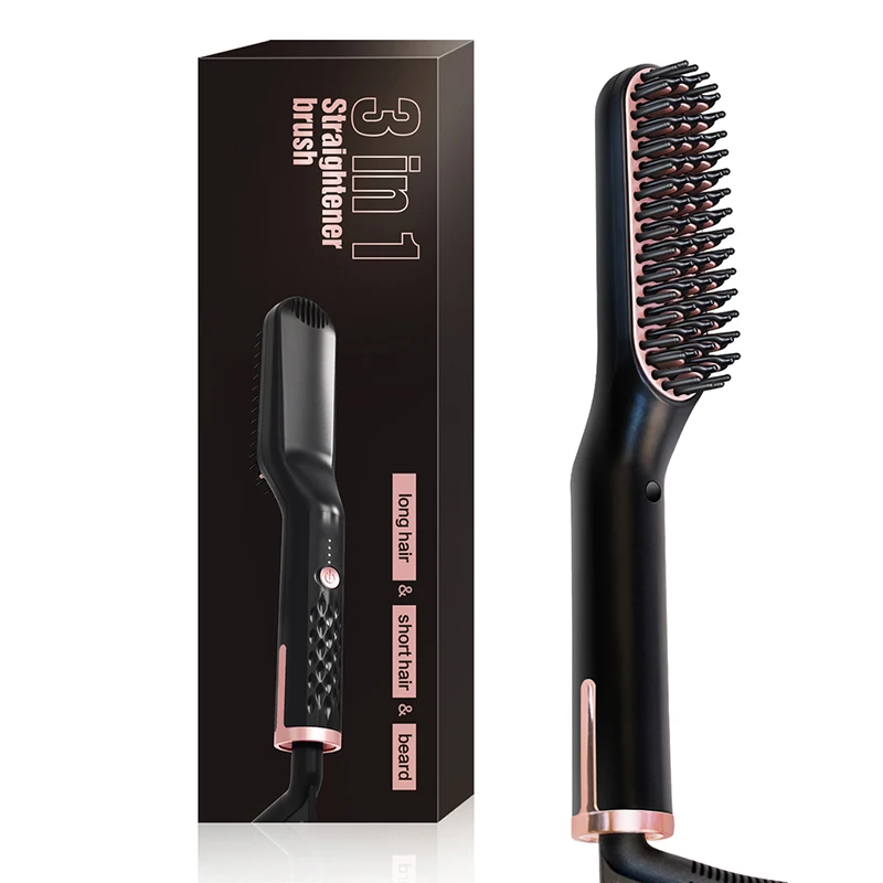 

US Plug Advanced Anti-Scald Electric Ion Heated Beard Straight Hair Comb Brush - Straighten Beard and Hair Suitable for Men and