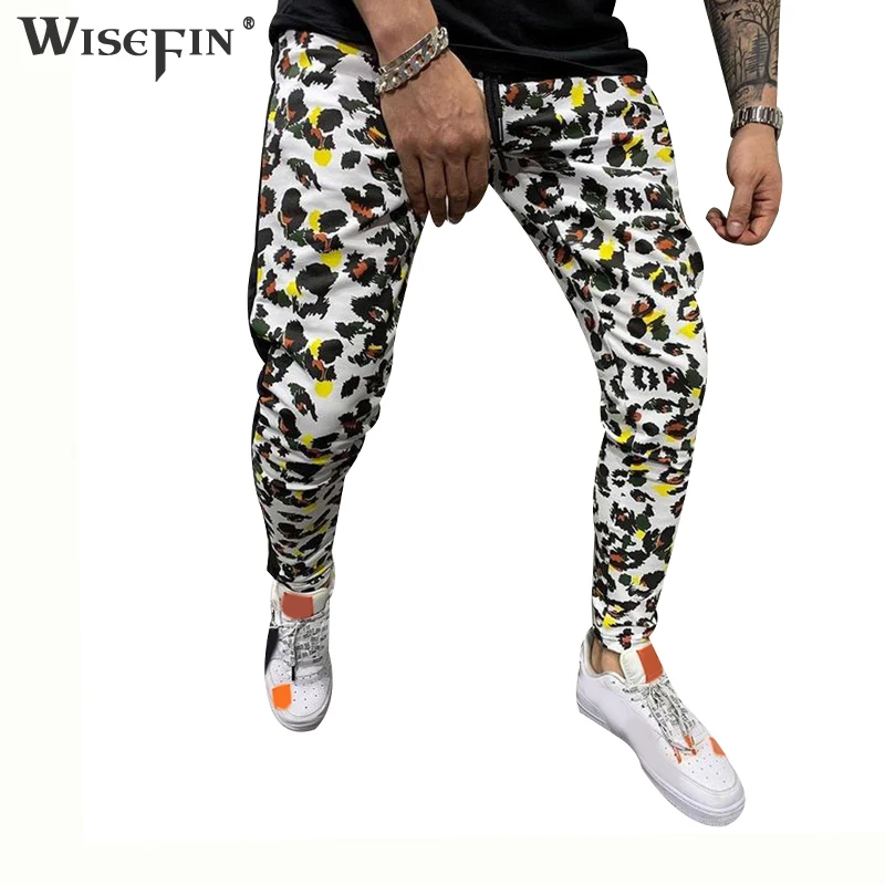 

Men Full Length Harem Pants 2019 New Fashion Autumn Winter Leopard Loose Hand-painted Comfortable Casual Baggy Jogger Pants D30
